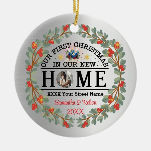 Eerste Kerstmis in ons nieuwe thuis Keramisch Ornament (Voorkant)