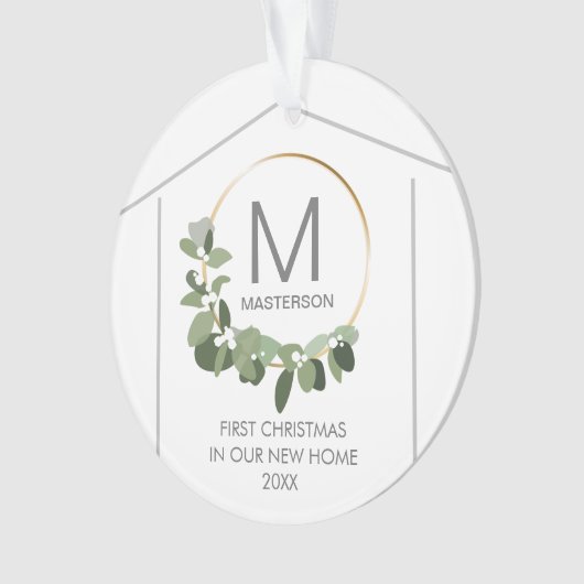 Eerste Kerstmis in ons nieuwe thuis | Monogram Wre Ornament (voorkant)