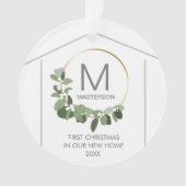 Eerste Kerstmis in ons nieuwe thuis | Monogram Wre Ornament (voorkant)