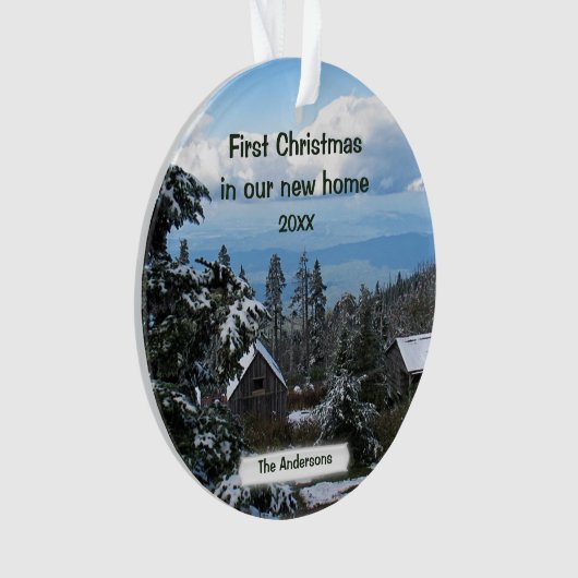Eerste Kerstmis in ons nieuwe thuis Personaliseren Ornament (voorkant)
