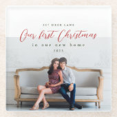 Eerste Kerstmis in ons nieuwe thuisadres Glazen Onderzetter (Voorkant)