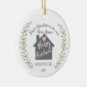 Eerste Kerstmis in ons nieuwe thuishart Keramisch Ornament (Rechts)