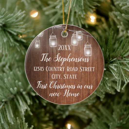 Eerste Kerstmis in ons nieuwe  thuishout Keramisch Ornament (Boom)