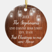 Eerste Kerstmis in ons nieuwe  thuishout Keramisch Ornament (Voorkant)