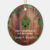 Eerste Kerstmis in ons nieuwe thuishoutkapje Keramisch Ornament (Links)