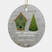 Eerste Kerstmis in ons nieuwe thuishoutkapje Keramisch Ornament (Links)