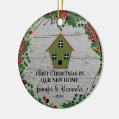 Eerste Kerstmis in ons nieuwe thuishoutkapje Keramisch Ornament (Links)