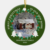 Eerste Kerstmis in ons nieuwe thuishuis foto Keramisch Ornament (Voorkant)