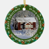 Eerste Kerstmis in ons nieuwe thuishuis foto Keramisch Ornament (Voorkant)
