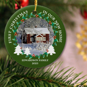 Eerste Kerstmis in ons nieuwe thuishuis foto Keramisch Ornament