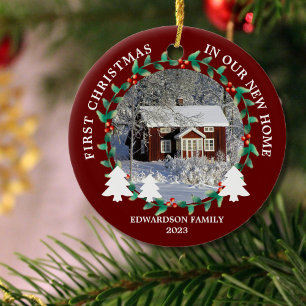 Eerste Kerstmis in ons nieuwe thuishuis foto Keramisch Ornament