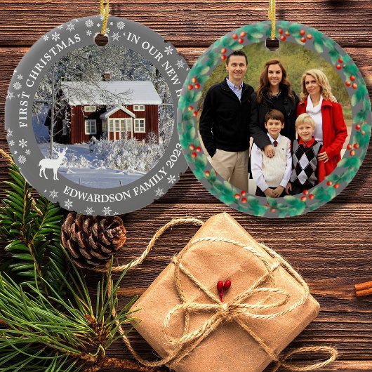 Eerste Kerstmis in ons nieuwe thuishuis foto Keramisch Ornament