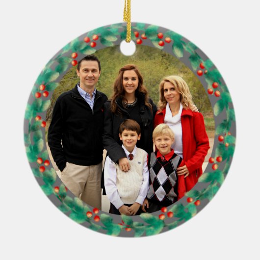 Eerste Kerstmis in ons nieuwe thuishuis foto Keramisch Ornament (Achterkant)