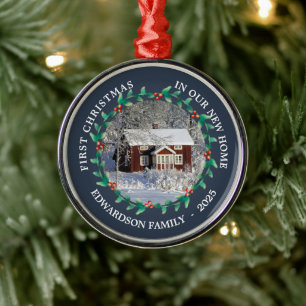 Eerste Kerstmis in ons nieuwe thuishuis foto Metalen Ornament