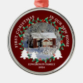 Eerste Kerstmis in ons nieuwe thuishuis foto Metalen Ornament (Voorkant)