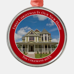 Eerste Kerstmis in ons nieuwe thuishuis Foto Metalen Ornament