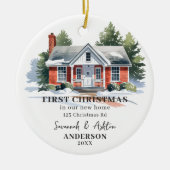 Eerste Kerstmis in ons nieuwe thuiskerstfeest Keramisch Ornament (Voorkant)