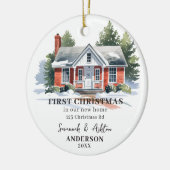 Eerste Kerstmis in ons nieuwe thuiskerstfeest Keramisch Ornament (Links)