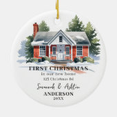 Eerste Kerstmis in ons nieuwe thuiskerstfeest Keramisch Ornament (Achterkant)