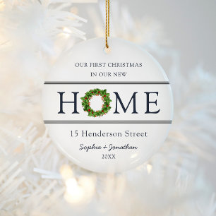 Eerste Kerstmis in ons nieuwe thuiskerstfeest Keramisch Ornament