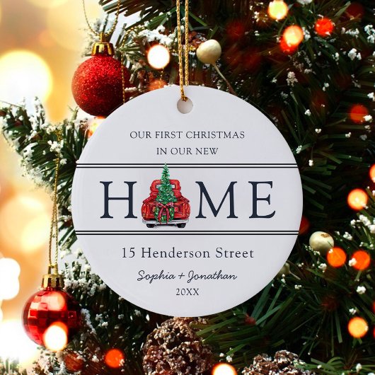 Eerste Kerstmis in ons nieuwe thuiskerstfeest Keramisch Ornament