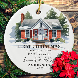 Eerste Kerstmis in ons nieuwe thuiskerstfeest Keramisch Ornament