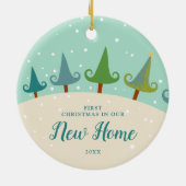 Eerste Kerstmis in ons nieuwe thuisland, op maat g Keramisch Ornament (Achterkant)