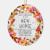 Eerste Kerstmis in ons nieuwe thuisland op maat Keramisch Ornament (Links)