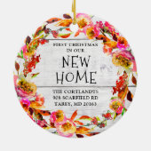 Eerste Kerstmis in ons nieuwe thuisland op maat Keramisch Ornament (Achterkant)