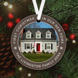 Eerste Kerstmis in onze New Home Brown Custom Phot Ornament