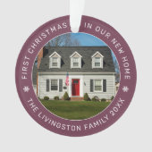 Eerste Kerstmis in onze New Home Burgundy Foto Ornament (voorkant)