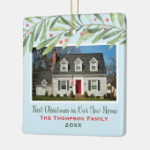 Eerste Kerstmis in onze New Home Greenerfoto Keramisch Ornament (Links)