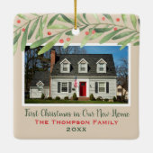 Eerste Kerstmis in onze New Home Greenerfoto Keramisch Ornament (Achterkant)