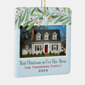 Eerste Kerstmis in onze New Home Greenerfoto Keramisch Ornament (Rechts)