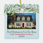 Eerste Kerstmis in onze New Home Greenerfoto Keramisch Ornament (Voorkant)
