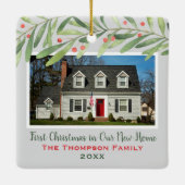 Eerste Kerstmis in onze New Home Greenerfoto Keramisch Ornament (Achterkant)