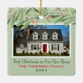 Eerste Kerstmis in onze New Home Greenerfoto Keramisch Ornament (Achterkant)