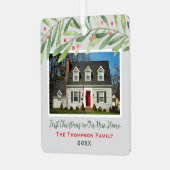 Eerste Kerstmis in onze New Home Greenerfoto Metalen Ornament (Voorkant links)