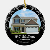 Eerste Kerstmis in onze New Home Photo Black Keramisch Ornament (Voorkant)