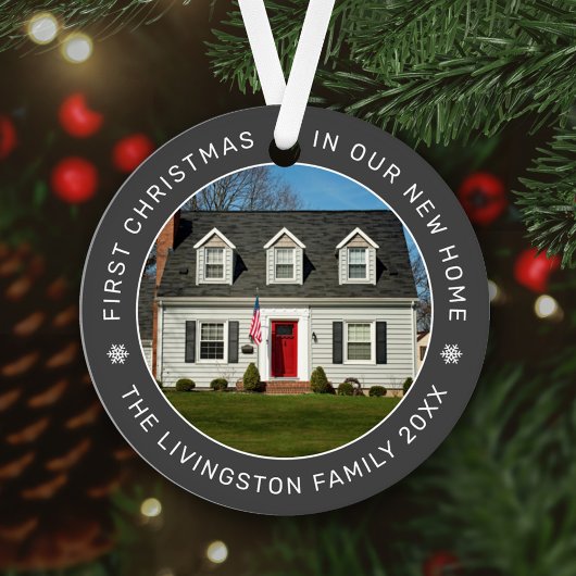 Eerste Kerstmis in onze nieuwe, aangepaste homefoo Metalen Ornament