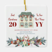 Eerste Kerstmis in onze nieuwe familie thuis. Keramisch Ornament (Voorkant)