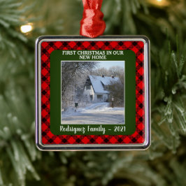 Eerste Kerstmis in onze nieuwe foto-familienaam Ho Metalen Ornament