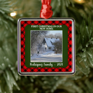 Eerste Kerstmis in onze nieuwe foto-familienaam Ho Metalen Ornament
