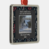 Eerste Kerstmis in onze nieuwe foto-familienaam Ho Metalen Ornament (Rechts)