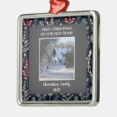 Eerste Kerstmis in onze nieuwe foto-familienaam Ho Metalen Ornament (Links)