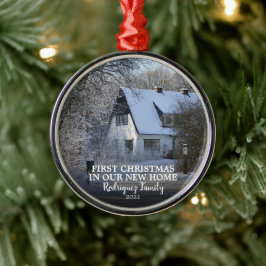 Eerste Kerstmis in onze nieuwe foto-familienaam Ho Metalen Ornament
