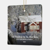 Eerste Kerstmis in onze nieuwe fotofamilie thuis Keramisch Ornament (Links)