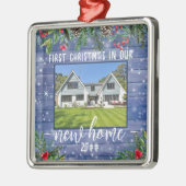 Eerste Kerstmis in onze nieuwe Home Photo Metal O Metalen Ornament (Links)