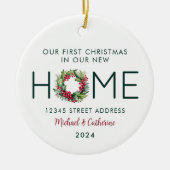 Eerste Kerstmis in onze Nieuwe Huis Waterverf Kran Keramisch Ornament (Voorkant)