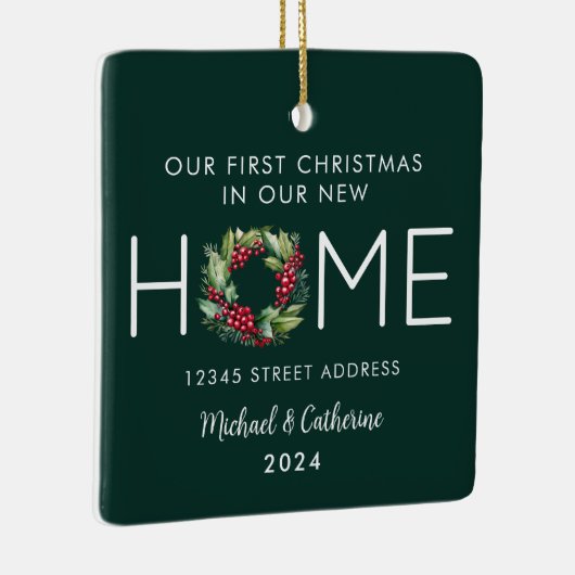 Eerste Kerstmis in onze Nieuwe Huis Waterverf Kran Keramisch Ornament (Rechts)